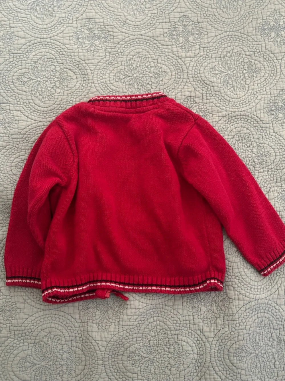 Carters Red Knit Baby Cardigan with Brown Fair Isle Detail
